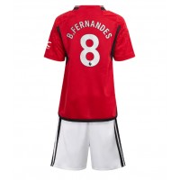 Echipament fotbal Manchester United Bruno Fernandes #8 Tricou Acasa 2023-24 pentru copii maneca scurta (+ Pantaloni scurti)